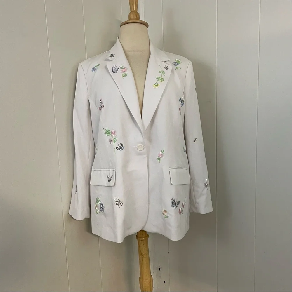 Vintage‎ 90s Embroidered Blazer Women’s 20W Floral Long Sleeve 1 Button Jacket - Picture 11 of 11